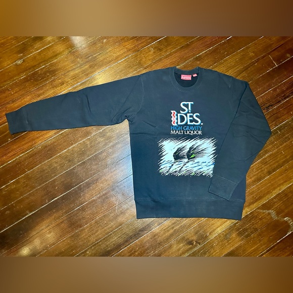 NWOT S/S 2016 SUPREME x ST. IDES CREWNECK MENS MEDIUM BLACK NO FLAWS - Picture 3 of 16